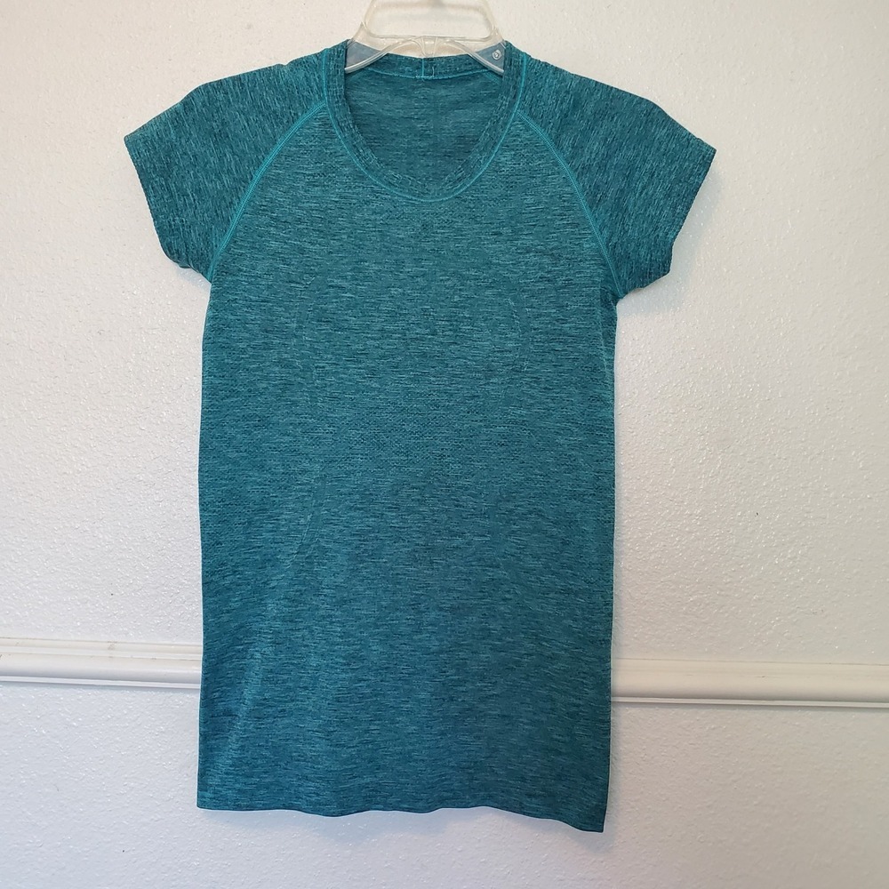 Lululemon Swiftly Tech Short Sleeve 2.0 Teal Heathered Athletic Shirt Size 6